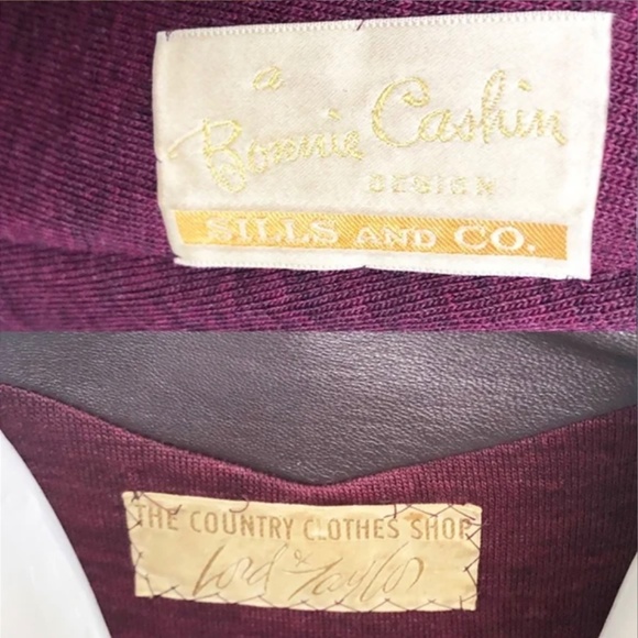 70s Bonnie Cashin For Sills Coat Burgundy Leather Pouch Pockets Lord & Taylor - Picture 10 of 10